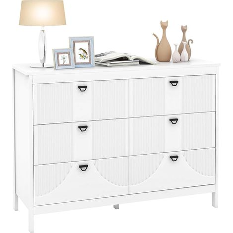 GOPLUS Commode à 6 Tiroirs 106x40x79CM-5 Pieds Antidérapants et 2 Dispositif de Sécurité Anti-Basculement-Charge 60KG (1/5)