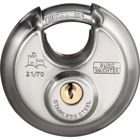 Cadenas cylindrique - BURG WACHTER - 21 70 SB - Acier inoxydable 70 mm, ouverture a clé (1/6)