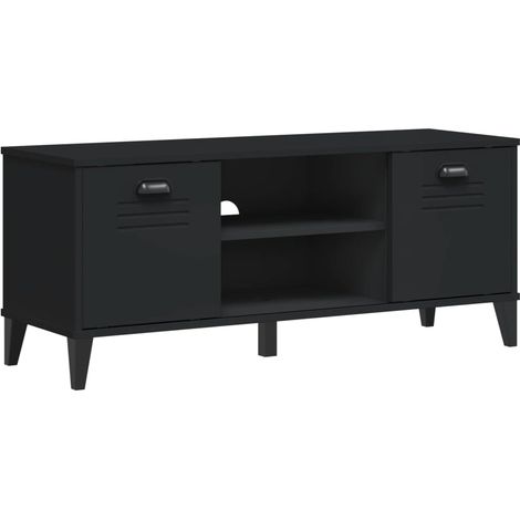 Banc à chaussures bottes commode étagère meuble entrée rangement 106 x 35 x 45 cm bois massif de pin noir