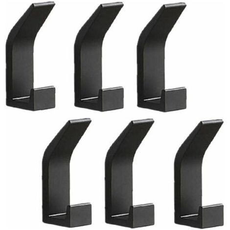 Lot de 6 patères murales patères porte-serviettes crochets de porte sans perçage patères en aluminium porte-manteau mural autocollant, noir