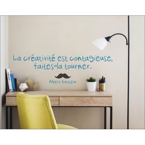Autocollant décoratif 68 cm X 24 cm, citation Albert Einstein: "La créativité est contagieuse, faites-la tourner" - Sticker mural pour décoration (1/2)