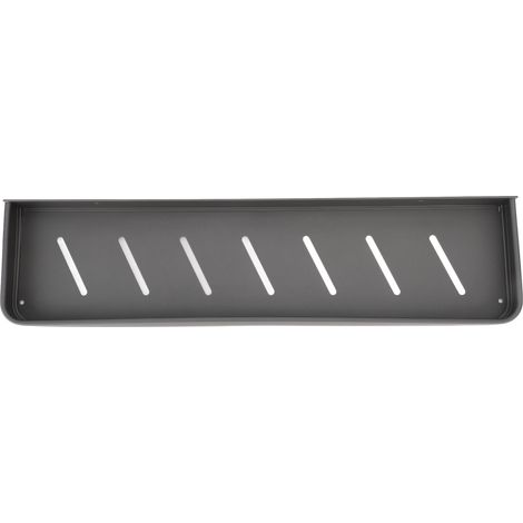 Étagère murale de douche en aluminium noir lisse, robuste et élégante, avec 5 crochets, idéale pour la cuisine et la buanderie (50 cm). (1/5)