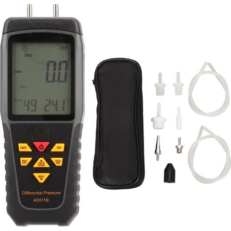 Manomètre différentiel numérique portatif avec écran LED rétroéclairé, testeur de pression de gaz, jauge différentielle. (1/5)