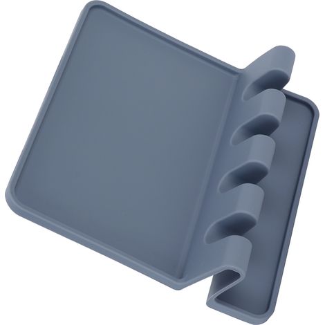 Tapis de cuillère à soupe en silicone alimentaire, support multifonction pour spatule et ustensiles de cuisine, gris (1/5)