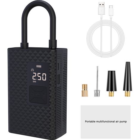 Toivize Gonfiatore per pneumatici senza fili da 150 PSI – Compressore portatile con display a LED – 5 velocità di gonfiaggio – Spegnimento automatico – Batteria da 2000 mAh (1/5)