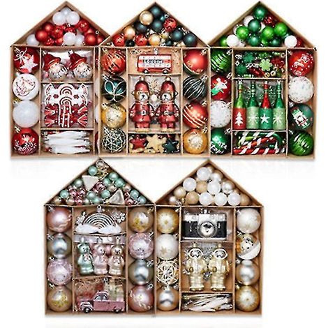 Lot de 70 boules de Noël incassables de 3 à 10 cm, décorations de Noël exquises en forme d'elfe, rouges, vertes et blanches (1/4)