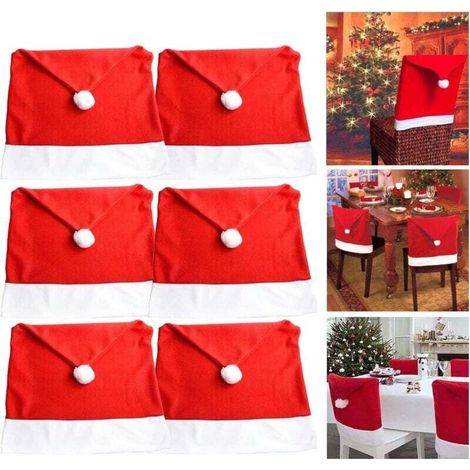 Housses de chaise de Noël, housses de chaise amovibles et lavables, adaptées aux mariages, hôtels, salles de banquet, anniversaires,6 pièces. (1/4)