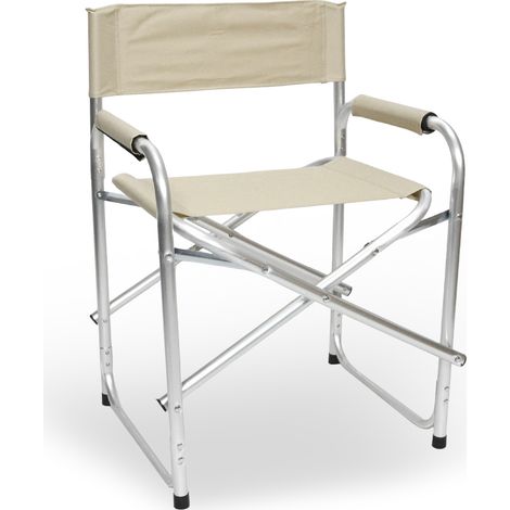 Sedia relax pieghevole Regista in alluminio con rivestimento in textilene beige