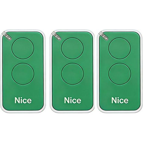 Lot de 3 télécommandes pour Nice INTI2B 433.92MHz, 2 canal, pour systèmes d'automatisation de portails et de garages, couleur verte