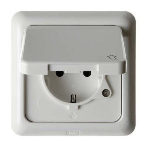 BERKER 471809 STECKDOSE SCHUKO MIT KLAPPDECKEL UND RAHMEN WG UP IP44 POLARWEIß, GLÄNZEND
