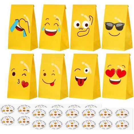 Pochette Cadeau 24 Pièces Sac Cadeau Petit avec 24 Autocollants 70GSM Sac Papier pour Enfants Anniversaire Mariage Graduation (1/5)