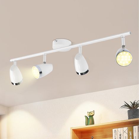 GBLY Plafoniera LED orientabile moderna, bianco 4 lampadine 16W bianco caldo 3000 K Spot da soffitto orientabile a 350° per salone, corridoio, cucina, sala da pranzo