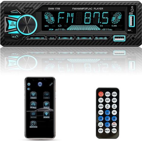 TRADE SHOP - Autoradio Bluetooth 5.1 Vivavoce 1 Din Aux Mp3 2 Usb Am Fm Display Lcd 1801 24v - (1/5)