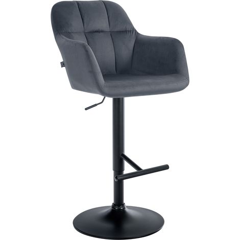 Barhocker Natoma Samt dunkelgrau Metall matt schwarz