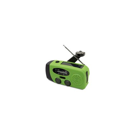 Notfall-Solar-Kurbelradio, autark betrieben, mit LED-Taschenlampe, SOS-Alarm, AM/FM-Wetterradio, Kurbelbetrieb mit 2000-mAh-Akku zum Notladen, fluoreszierend grün