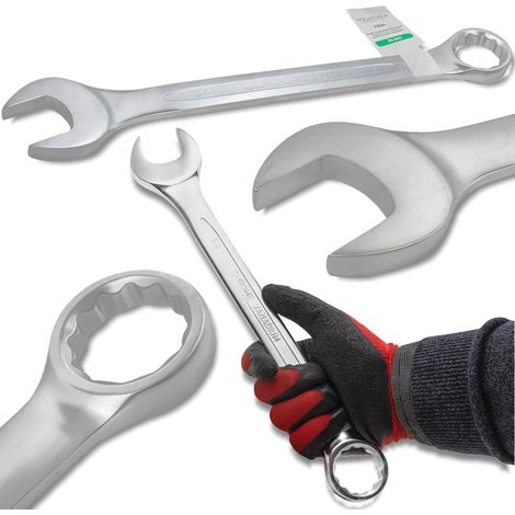 Chiave a forchetta Rockforce da 34 mm in acciaio Cr-V a 12 punte, universale.