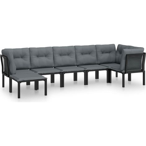 Maison Exclusive - 7-tlg. Garten-Lounge-Set Schwarz und Grau Poly