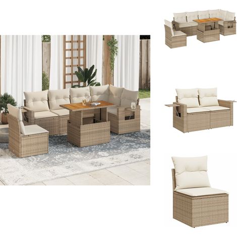 Salon de jardin avec coussins 7 pcs beige résine tressée - Ensemble De Canapés De Jardin - Ensembles De Canapés De Jardin - Ensemble De Canapés D'extérieur - Ensemble De Canapés De Patio (1/5)