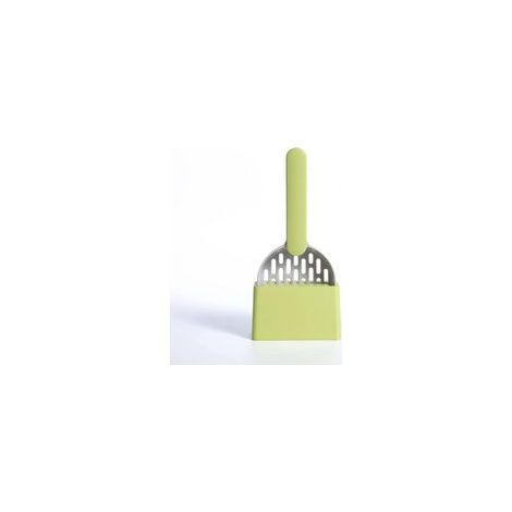 Pelle à litière pour chat gris vert – Outil de nettoyage en plastique ABS de haute qualité – Durable et facile à nettoyer – 1 pièce (avec base) (1/5)