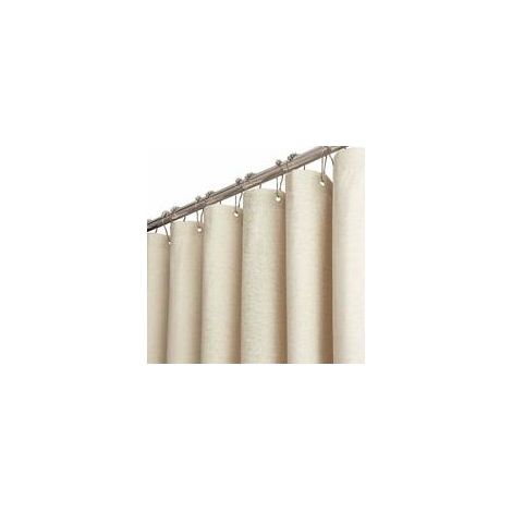Tenda da doccia in tessuto beige/crema 180 x 180 cm - Set resistente con 12 ganci in plastica - Impermeabile e decorativa (1/4)