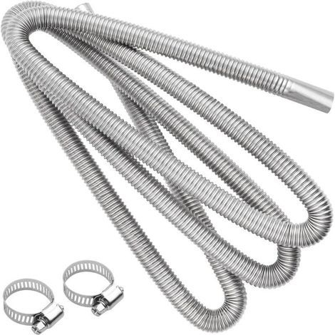 Flexible Pour Echappement 300 cm,Voiture Tuyau d'Echappement, Tuyau d'Échappement de Chauffage de Voiture, Tuyau d'Évent de Gaz Diesel Avec Deux Pinces En Acier Inoxydable,de (1/4)
