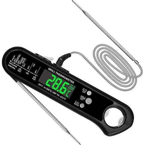 Thermomètre à viande à lecture instantanée avec 2 sondes longues et écran LCD pour barbecue (1/5)
