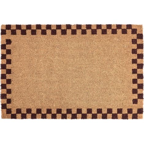 Paillasson en Fibre de Coco 40 x 60 cm Antidérapant Dessous en PVC Motif Uni Beige et Rouge Sagada (1/5)