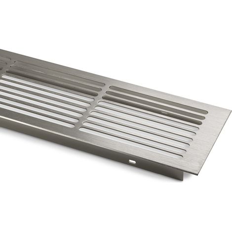 2er Pack - Lüftungsgitter Schlitzlochung Aluminium 500 x 86 mm Edelstahloptik (1/2)