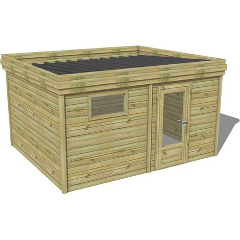 ABRI DE JARDIN bois traité 27mm, 5,2x3,4m, 18m2