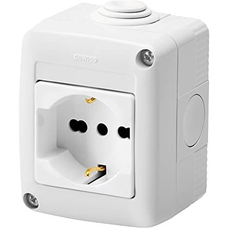 Gewiss Contenitore Completo Apparecchi System Protetto, con Presa 2P+T 16 a Bivalente, Standard Italiano/Tedesco, IP40, Grigio Ral 7035