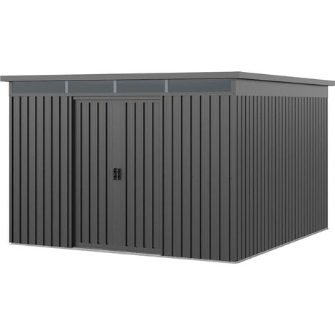 GFP Primeyard Caseta de jardín metálica 260x280x200 cm Cobertizo exterior gris (1/5)