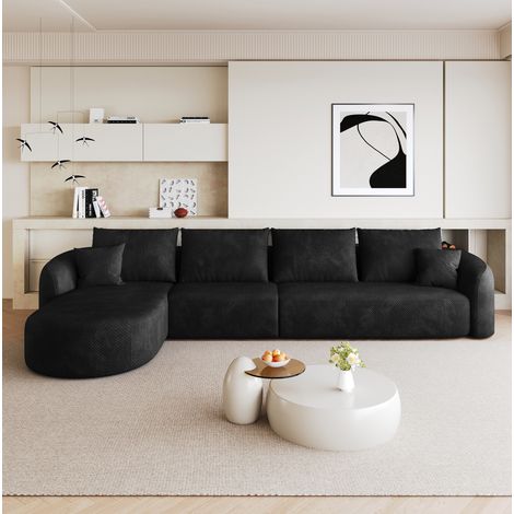 Ecksofa 336 cm schwarz aus Stoff modular ohne Montage (1/5)