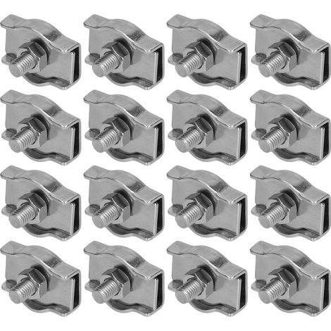Simplex Wire Rope Clips Stainless Steel Cable Clamps Simple Grip Caliper Single Locking Device20Pcs M6
