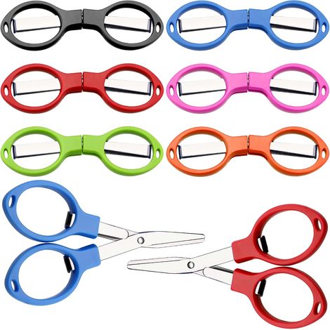 Pièces Ciseaux en Acier Inoxydable Ciseaux Pliants Antirouille Mini Cisaille en Forme de Lunettes pour Utilisation à Domicile et en Voyage (6 Couleurs) (1/5)