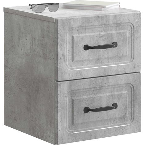 Maison Exclusive - Mobiletto da notte a muro Grigio Cemento 34,5 x 33 x 40 cm