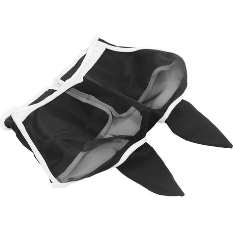 Masque anti-mouches cheval en tissu tricoté doux, respirant, élastique, anti-moustiques, avec oreilles, fixation velcro, taille large, noir (1/5)