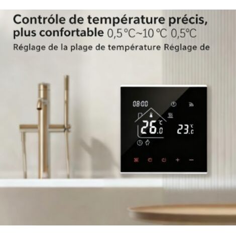 Thermostat de Chauffage au Sol Électrique Noir M4A - Contrôle via APP & Voix (Alexa, Google Home, Yandex Alice), 16A 3200W, Tension AC220V, Protection IP20 - Chauffage Intelligent pour Maison Connecté (1/5)