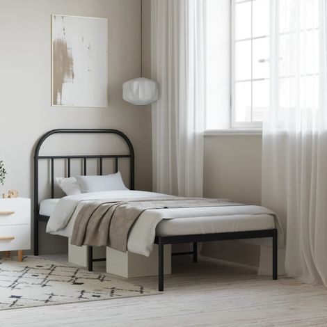 vidaXL Giroletto con Testiera in Metallo Nero 80x200 cm (1/5)