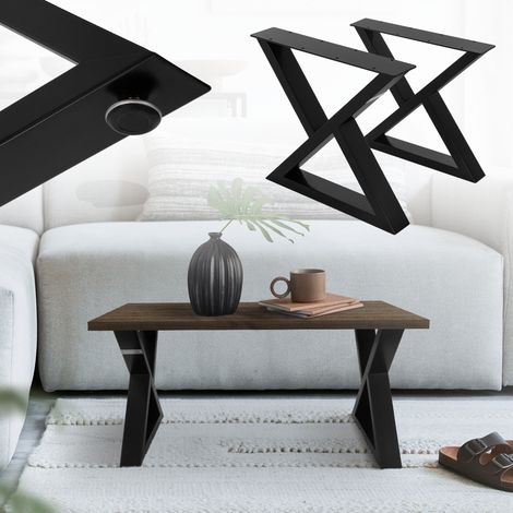 ML-Design Set 2x Patas para Mesa o Banco 43 x 40 cm en Forma de X Soporte Negro de Metal en Acero Recubierto de Polvo Bastidor para Escritorio Corredores para Tablero Pie Armazón Diseño Industrial DIY (1/5)