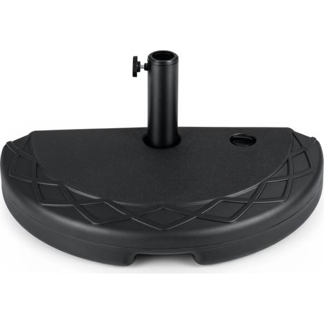 Socle demi-rond de parasol HDPE noir remplissable jusqu’à 20 kg eau/sable, dimensions 60x34x28 cm poids vide 2,5 kg adaptateurs mâts 38/48 mm balcon compact jardin terrasse (1/5)