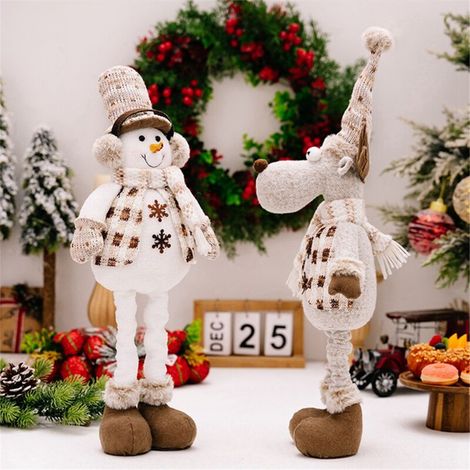 Décorations de Noël Debout Poupée Extensible pour Décoration Sol Père en Peluche