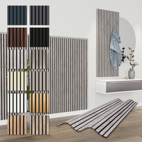 HEXIM Lamellen Akustikpaneele Comfort 0,83 m² MDF Holz flexible Wandpaneele 138,5x60cm Wandverkleidung schalldämmend (8x 1,385 Meter - 6,64 m², Chicago Concrete)