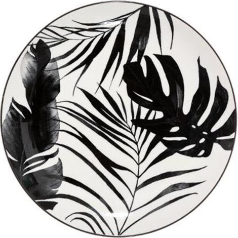 Lot de 6 assiettes plates rondes en porcelaine 26cm – Motif noir moderne – Passe au lave-vaisselle et micro-ondes – Secret De Gourmet
