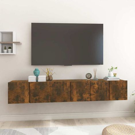 Muebles para TV colgantes 3 uds roble ahumado 60x30x30 cm