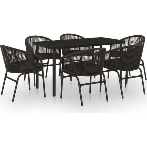 Maison Exclusive - 7-tlg. Garten-Essgruppe Schwarz