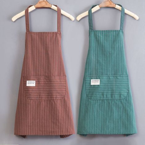 Lot de 2 tabliers de cuisine café et vert, tabliers imperméables réglables avec 2 poches pour femmes et hommes, chef pour cuisine, jardinage, restaurant, barbecue