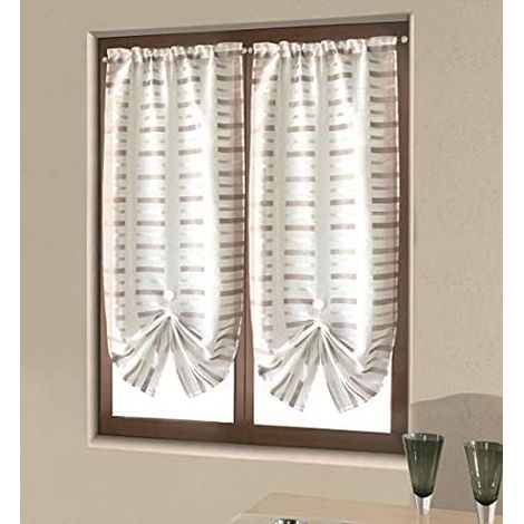 Home Collection TCMAS113/240 Tendina Coppia Masai, Poliestere, Azzurro, 70x240 cm, 2 Unita'