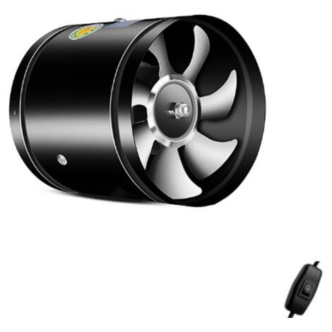40W Ventilateur tubulaire axial Ø 150 mm, ventilateur d'échappement, pour salle de bain, toilettes, cuisine, serre, tente, garage (150 mm, noir) (1/5)