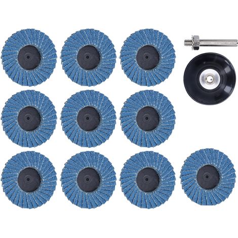 Lot de 10 disques abrasifs à lamelles en zircon corindon grain 80 avec disque en caoutchouc de 5 cm (2 pouces) (1/5)