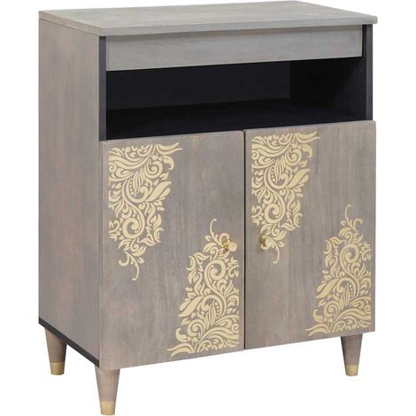 Aparador Gris y dorado 60 x 33 x 75 cm Madera de mango maciza vidaXL
